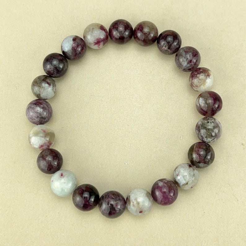 6/8/10mm Plum/Red Tourmaline Crystal Stretch Bracelets Wholesale Healing Crystal Crafts