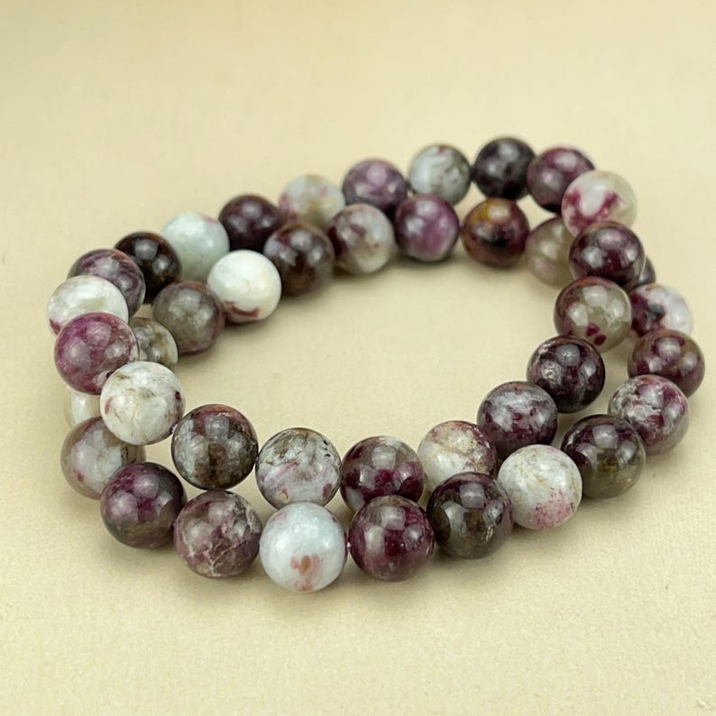 6/8/10mm Plum/Red Tourmaline Crystal Stretch Bracelets Wholesale Healing Crystal Crafts