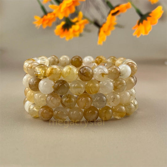 Golden Hematoid/Golden Healer Crystal Bracelets Handmade Healing Crystal Crafts