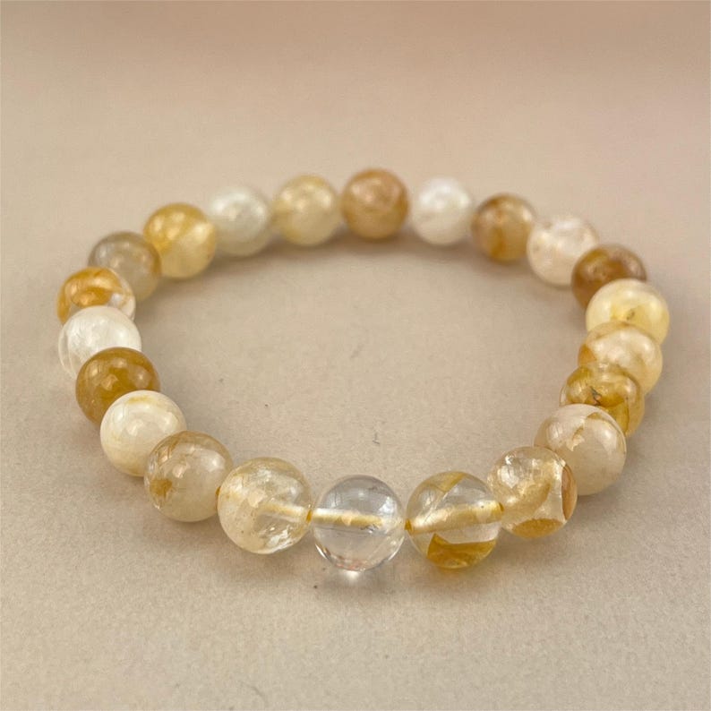 Golden Hematoid/Golden Healer Crystal Bracelets Handmade Healing Crystal Crafts