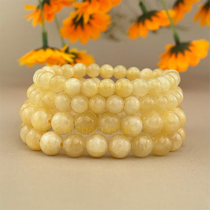 Yellow Calcite Crystal Bracelets Handmade Healing Crystal Crafts Gemstone Bracelet