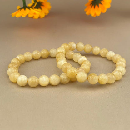 Yellow Calcite Crystal Bracelets Handmade Healing Crystal Crafts Gemstone Bracelet