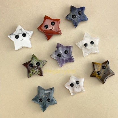 30MM Crystal Star Buddies Hedgehogs Healing Crystal Carving With Face