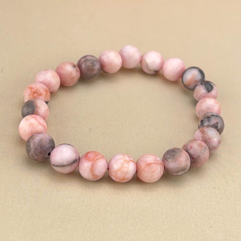 Pink Zebra Jasper Crystal Bracelets Handmade Healing Crystal Crafts Gemstone Bracelet