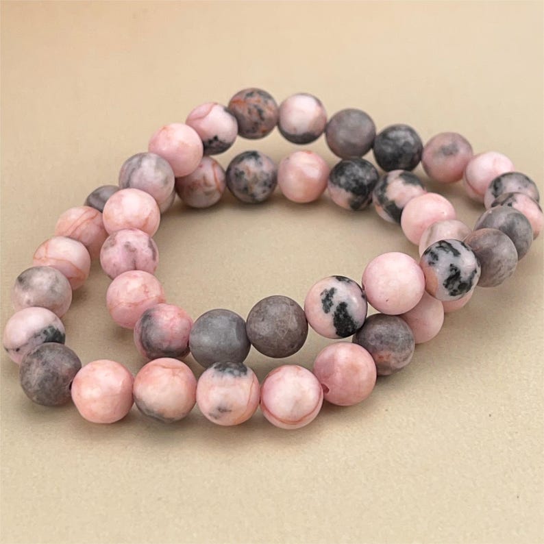 Pink Zebra Jasper Crystal Bracelets Handmade Healing Crystal Crafts Gemstone Bracelet