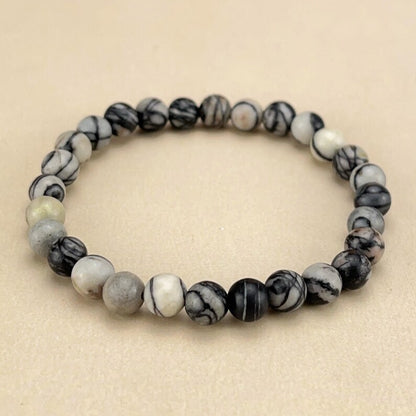 【Bracelet】6/8/10MM Black Vein Jasper Crystal Bracelets Handmade Healing Crystal Crafts Gemstone Bracelet