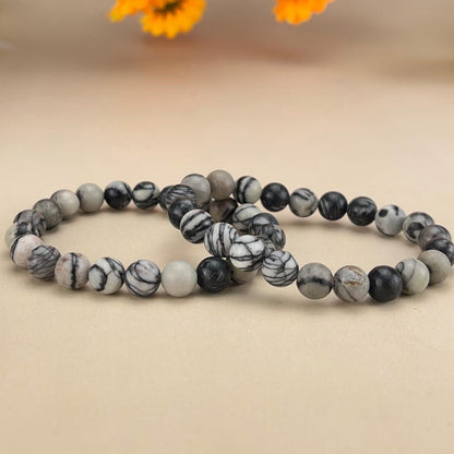 【Bracelet】6/8/10MM Black Vein Jasper Crystal Bracelets Handmade Healing Crystal Crafts Gemstone Bracelet