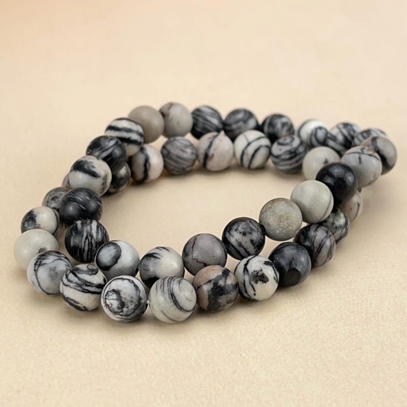 【Bracelet】6/8/10MM Black Vein Jasper Crystal Bracelets Handmade Healing Crystal Crafts Gemstone Bracelet