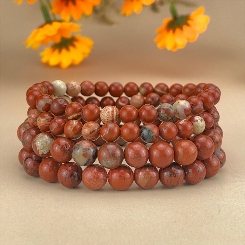 Red Jasper Crystal Bracelets Handmade Healing Crystal Crafts Gemstone Bracelet