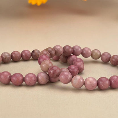 【Bracelet】6/8/10MM Pink Rhodonite Crystal Bracelets Handmade Healing Crystal Crafts Gemstone Bracelet