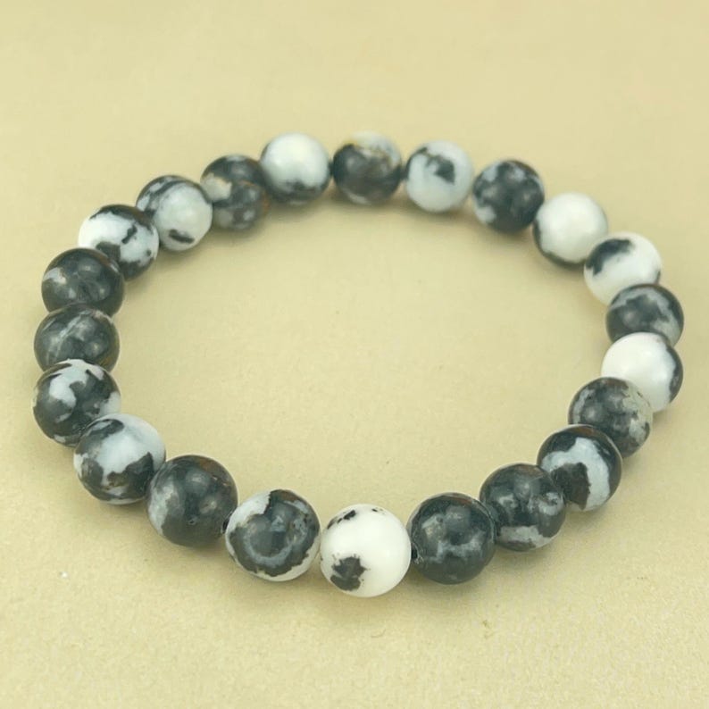 6/8/10mm Black Zebra Jasper Crystal Stretch Bracelets Healing Crystal Crafts