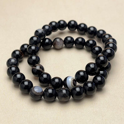 【Bracelet】6/8/10MM Black Onyx Crystal Bracelets Healing Crystal Crafts Gemstone Bracelet