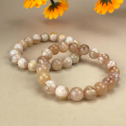 Natural Flower Agate Crystal Bracelets Healing Crystal Crafts Gemstone Bracelet