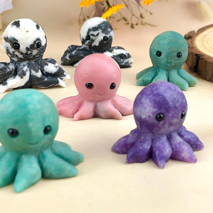 Natural Crystal Octopus Buddies Hedgehogs Healing Crystal Carving With Face Crystal Pet