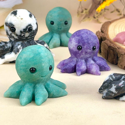 Natural Crystal Octopus Buddies Hedgehogs Healing Crystal Carving With Face Crystal Pet