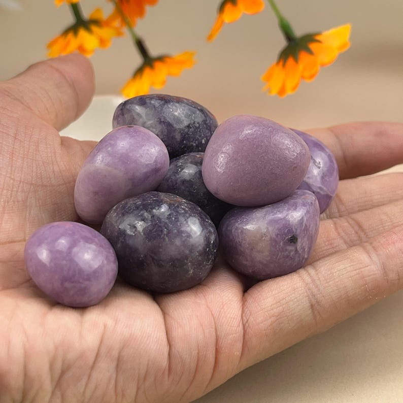 Natural Lepidolite / Purple Mica Tumbles Stones Crystal Tumbles Healing Crystal