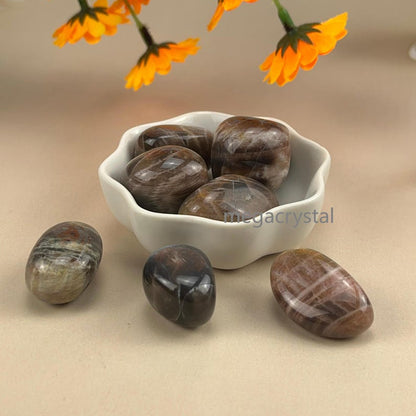 Natural Black Moonstone Tumbles Stones Crystal Tumbles Healing Crystal