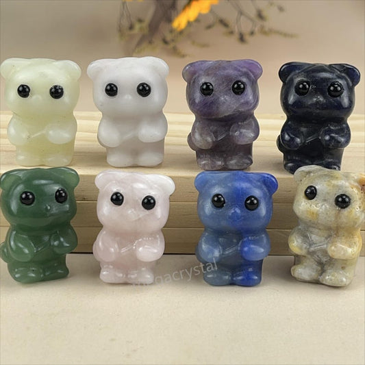 1.3" Crystal Bear With Eyes Crystal Carved Healing Crystal Crafts Gemstone Pet