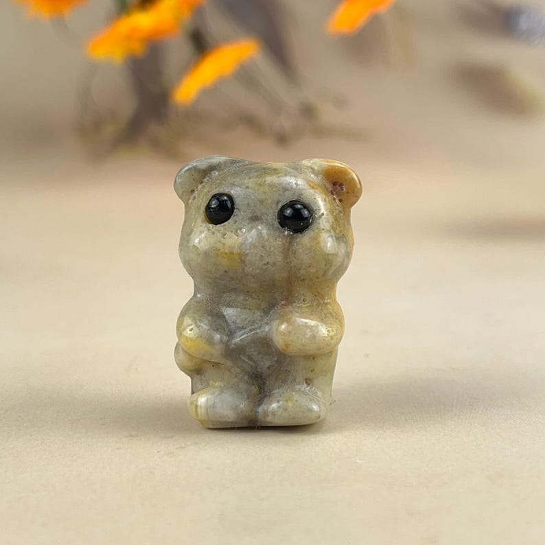 1.3" Crystal Bear With Eyes Crystal Carved Healing Crystal Crafts Gemstone Pet