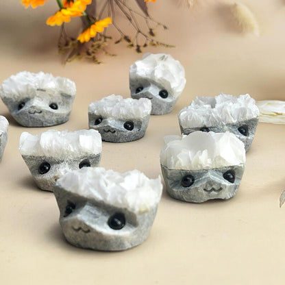 Natural Rose Calcite Crystal Buddies Hedgehogs Healing Crystal Carving With Face