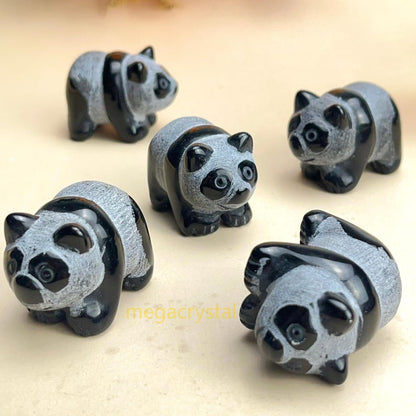 Black Obsidian Pandas Crystal Carved Healing Crystal Crafts Gemstone Pet
