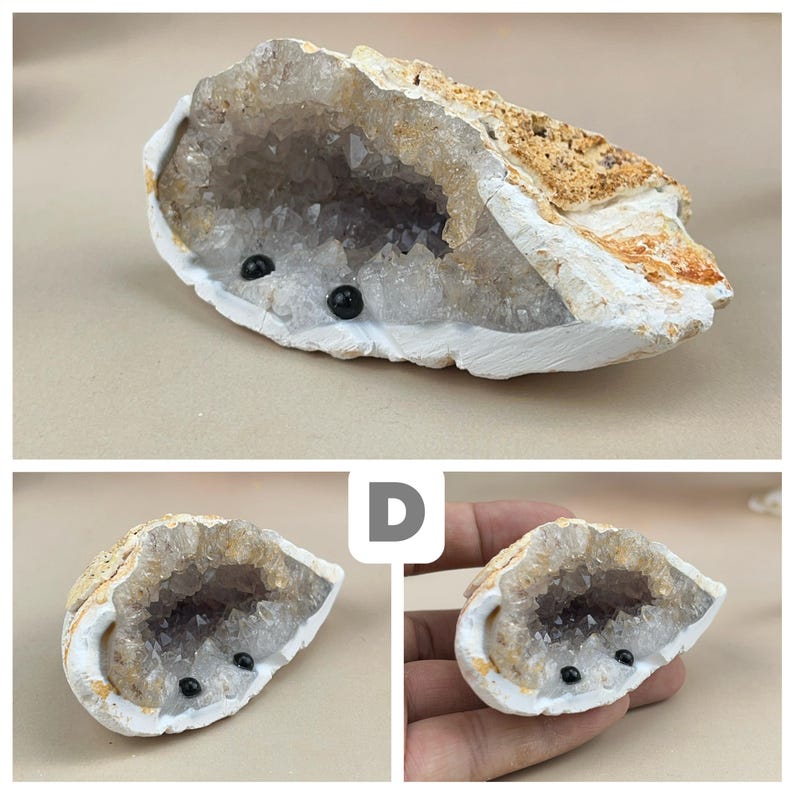 Natural Druzy Geode Buddies Hedgehogs Healing Crystal Geode With Face