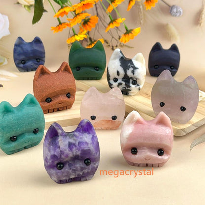 Crystal Cat Buddies Hedgehogs Healing Crystal Carving With Face