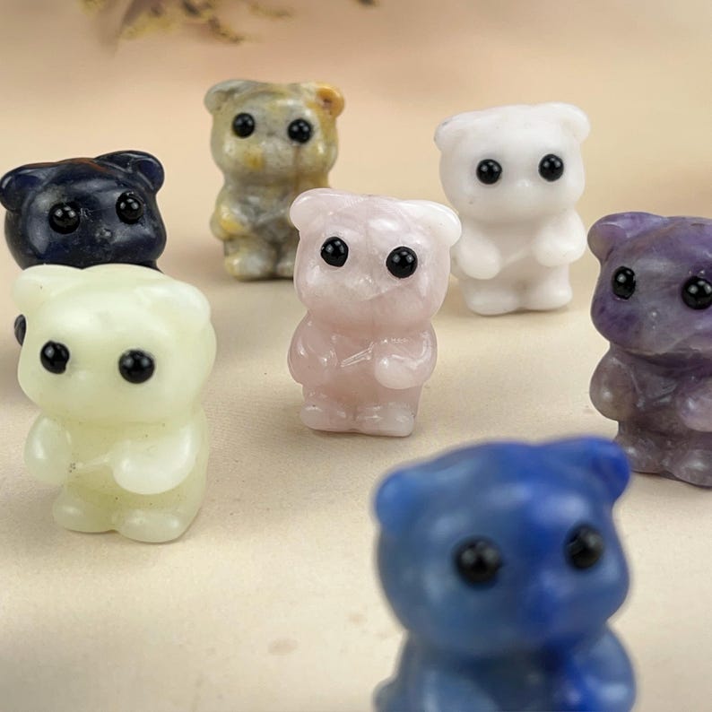 1.3" Crystal Bear With Eyes Crystal Carved Healing Crystal Crafts Gemstone Pet