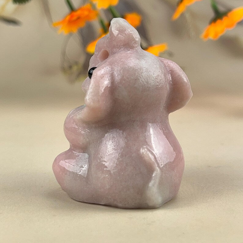 1pcs 2" Pink Opal Elephant Crystal Carved Healing Crystal Crafts Gemstone Pet Cute Gift For Boys Girls