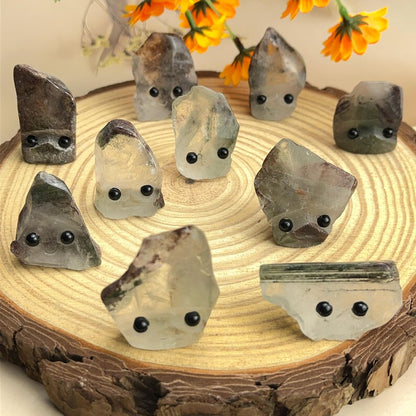 Natural Garden Quartz Buddies Hedgehogs Healing Crystal Carving With Face