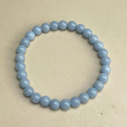 6/8/10mm Angelite Crystal Bracelets Stretch Gemstone Bracelets Handmade Healing Crystal Crafts