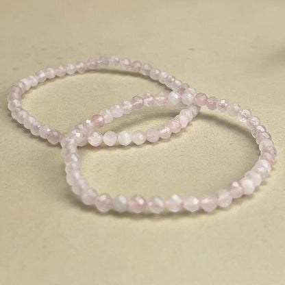 4mm Faceted Rose Quartz Crystal Bracelets Handmade Healing Crystal Crafts Gemstone Bracelet
