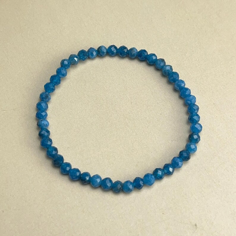 4mm Faceted Blue Apatite Crystal Bracelets Healing Crystal Crafts Gemstone Bracelet
