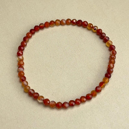 4mm Faceted Carnelian Crystal Bracelets Healing Crystal Crafts Gemstone Bracelet
