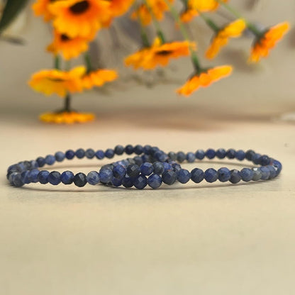 4mm Faceted Sodalite Crystal Bracelets Healing Crystal Crafts Gemstone Bracelet