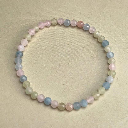 4mm Faceted Morganite Crystal Bracelets Healing Crystal Crafts Gemstone Bracelet