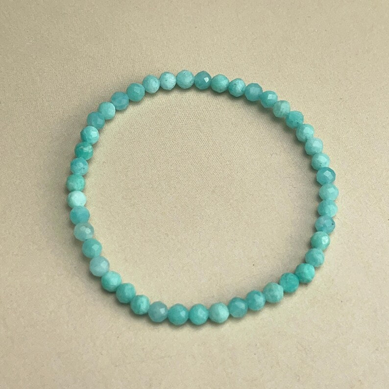 4mm Faceted Amazonite Crystal Bracelets Healing Crystal Crafts Gemstone Bracelet