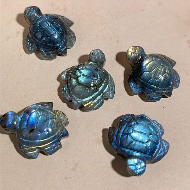 Labradorite Turtle High Flash Crystal Carved Healing Crystal Crafts Gemstone Pet