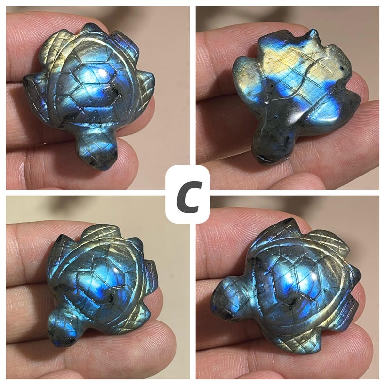 Labradorite Turtle High Flash Crystal Carved Healing Crystal Crafts Gemstone Pet