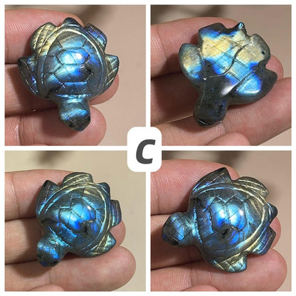 Labradorite Turtle High Flash Crystal Carved Healing Crystal Crafts Gemstone Pet