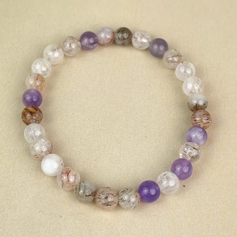 6/8/10mm Super 7 Crystal Bracelets Stretch Gemstone Bracelets Handmade Healing Crystal Crafts