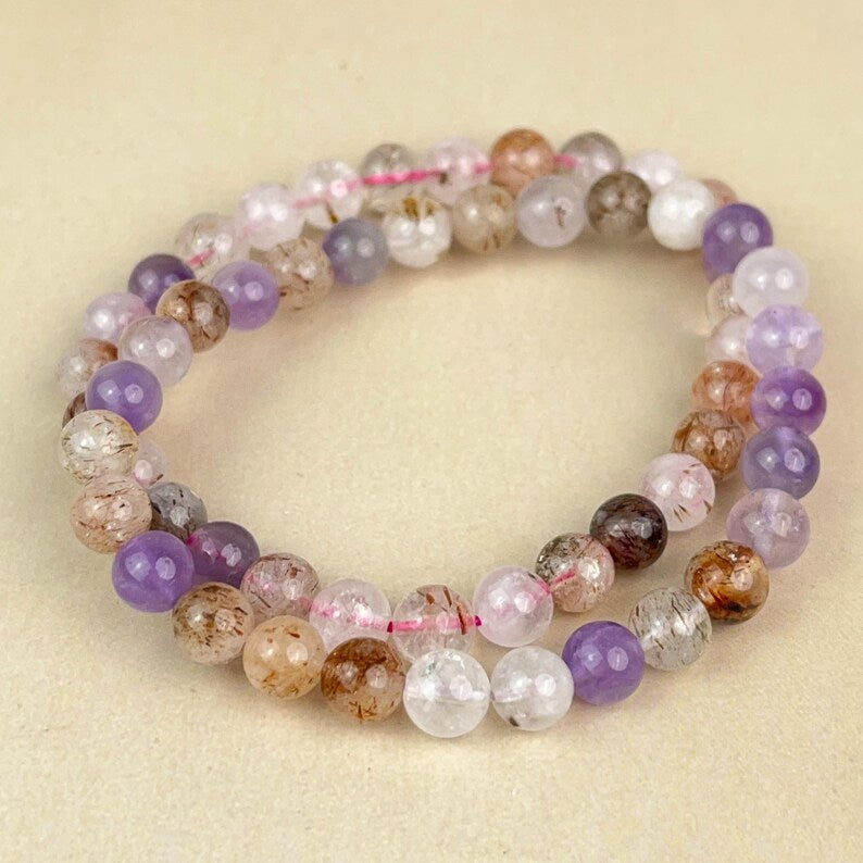 6/8/10mm Super 7 Crystal Bracelets Stretch Gemstone Bracelets Handmade Healing Crystal Crafts