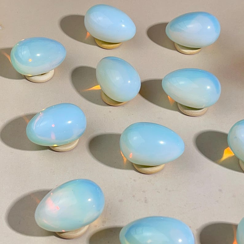 45mm Opalite Eggs Carved Healing Crystal Crafts Gemstone Carvings