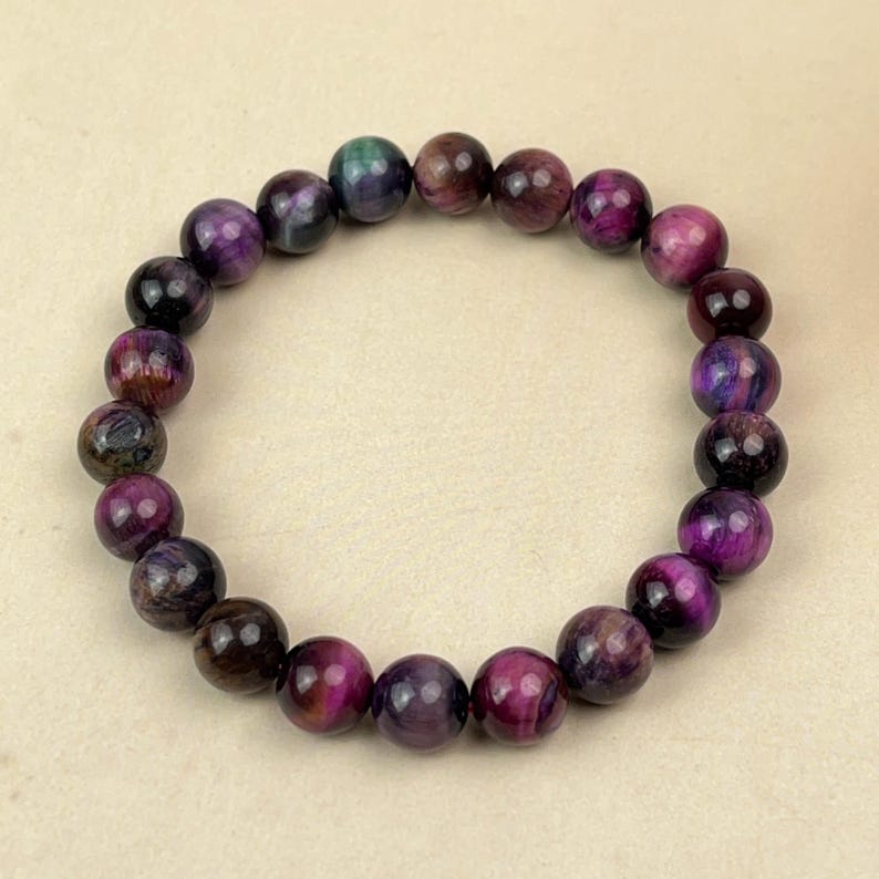 Pink Galaxy Tiger Eye (Dyed Color) Crystal Bracelets Handmade Healing Crystal Crafts