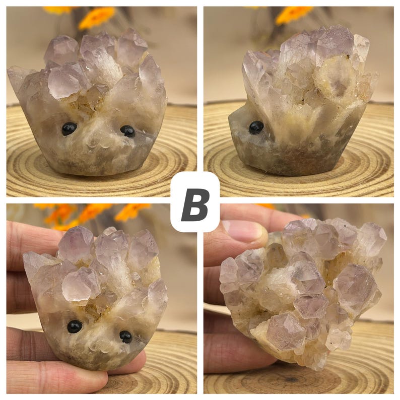 Unique Natural Crystal Buddies Raw Stone Hedgehogs Healing Crystal With Face