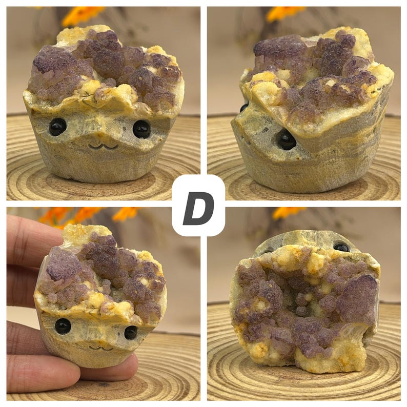 Unique Natural Crystal Buddies Raw Stone Hedgehogs Healing Crystal With Face