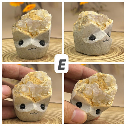 Unique Natural Crystal Buddies Raw Stone Hedgehogs Healing Crystal With Face