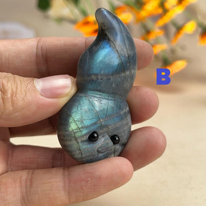 Natural Labradorite Gourds Crystal Buddies Hedgehogs Healing Crystal Carving With Face