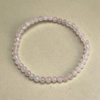 4mm Faceted Rose Quartz Crystal Bracelets Handmade Healing Crystal Crafts Gemstone Bracelet