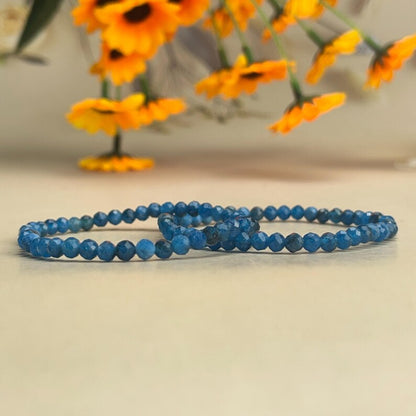 4mm Faceted Blue Apatite Crystal Bracelets Healing Crystal Crafts Gemstone Bracelet